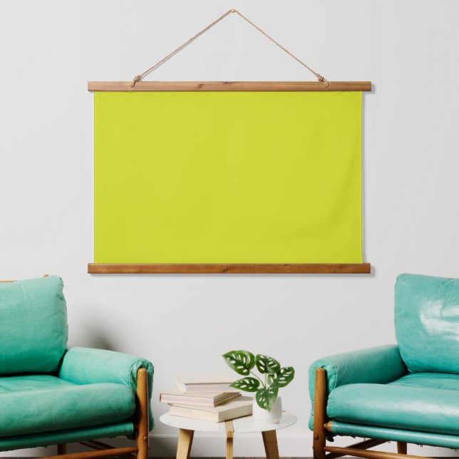 Flat Yellow Background – Back-to-School Texture Wandteppich Mit Holzrahmen (Wohnzimmer)