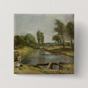 Flatford Verschluss, 1810-11 (Öl auf Papier auf Button