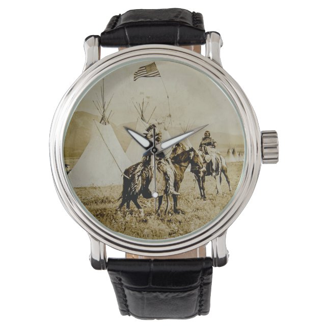 Flathead-Amerikanische Ureinwohner Vintage amerika Armbanduhr (Vorderseite)