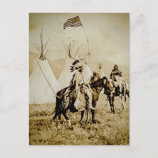 Flathead-Amerikanische Ureinwohner Vintage amerika Postkarte (Vorderseite)
