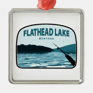 Flathead Lake Montana Angelrute Ornament Aus Metall