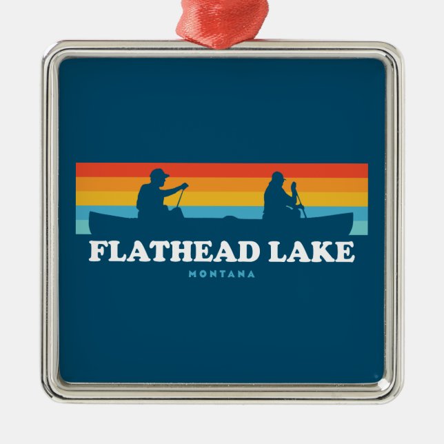Flathead Lake Montana Canoe Ornament Aus Metall (Vorne)