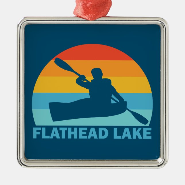 Flathead Lake Montana Kayak Ornament Aus Metall (Vorne)
