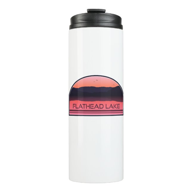 Flathead Lake Montana Red Sunrise Thermosbecher (Vorderseite)