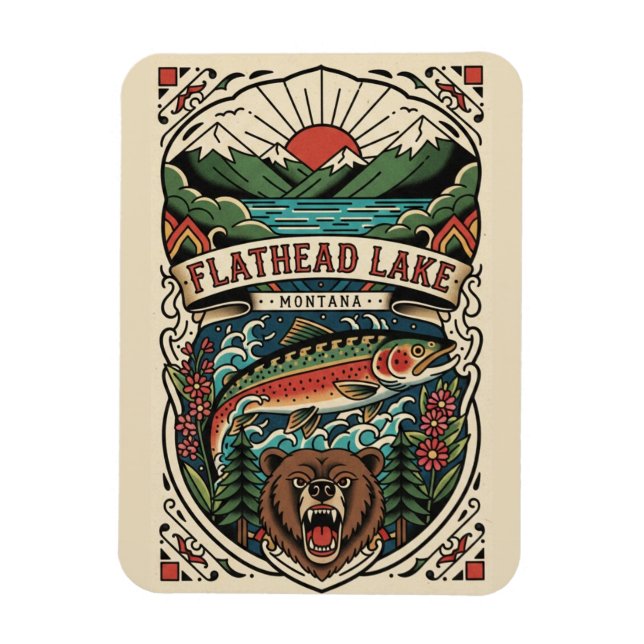Flathead Lake Montana Reise Magnet (Vertikal)