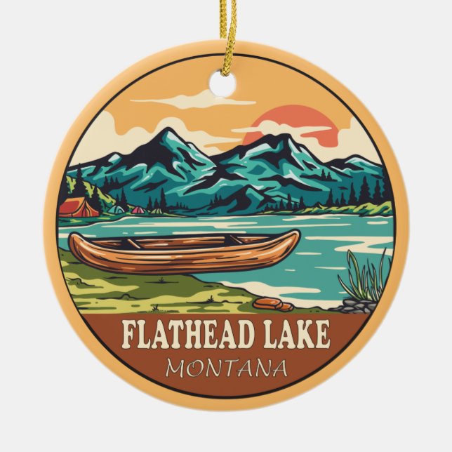 Flathead Lake Montana Schifffahrtsmarke Keramik Ornament (Vorne)