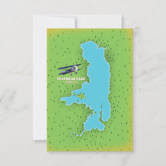 Flathead Lake Montana USA Karte Reiseplakat.