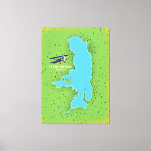 Flathead Lake Montana USA Karte Reiseplakat. Leinwanddruck