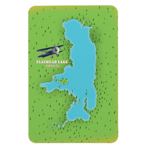 Flathead Lake Montana USA Karte Reiseplakat. Magnet