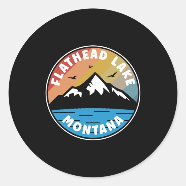 Flathead Lake - Montana Vintag Runder Aufkleber (Vorderseite)