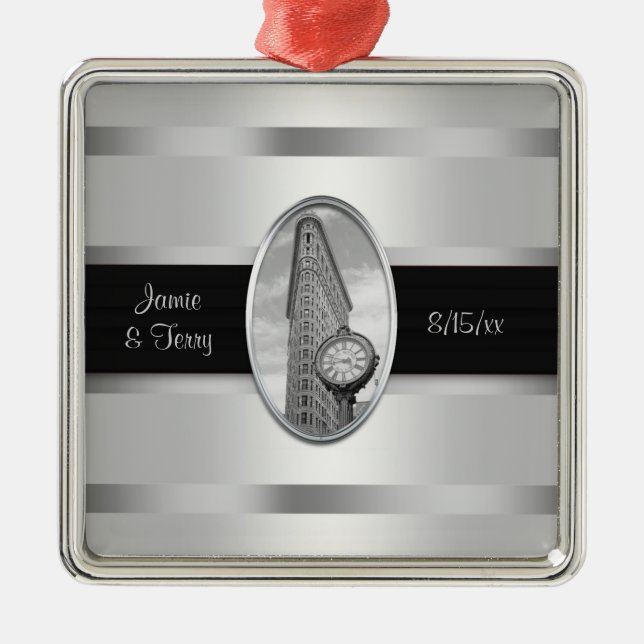 Flatiron Building White Silver BW Mariage Ornement (Devant)