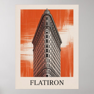 Flatiron-Gebäude Grafik Orange Poster