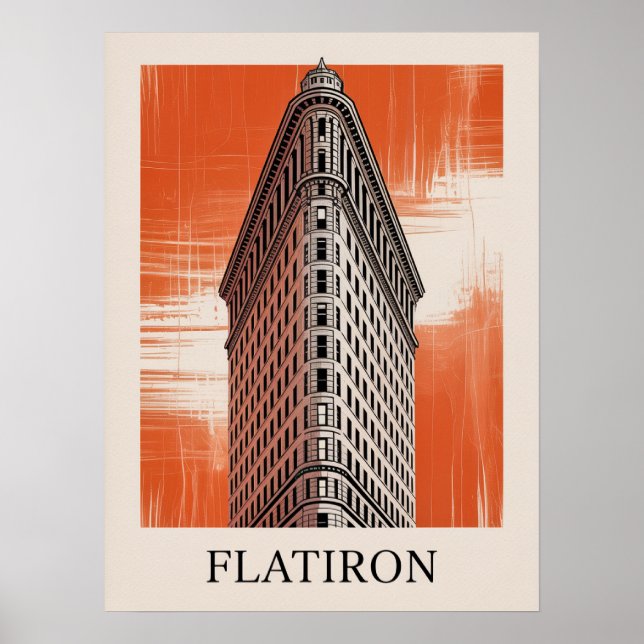 Flatiron-Gebäude Grafik Orange Poster (Vorne)