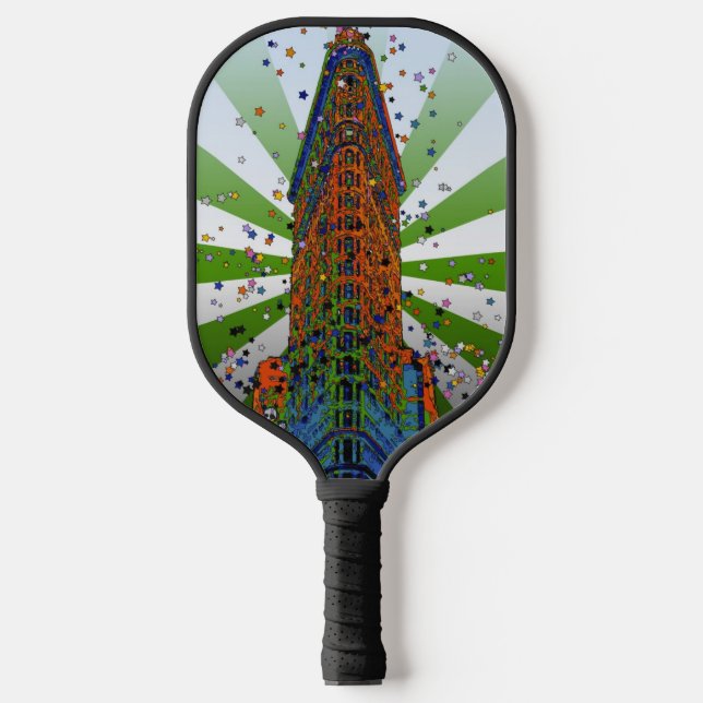 Flatiron Gebäude - Grün & Weiß Pickleball Schläger (Vorderseite)