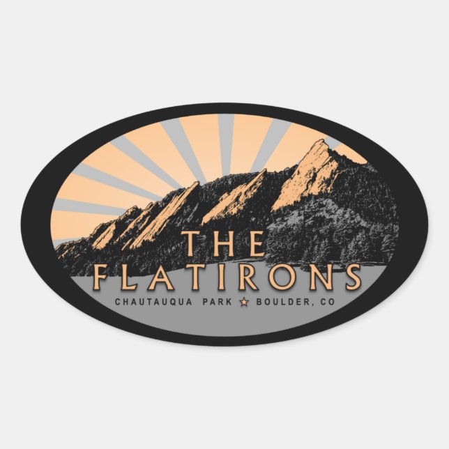 Flatirons, Chautauqua Park, BoulderStickers Ovaler Aufkleber (Vorderseite)