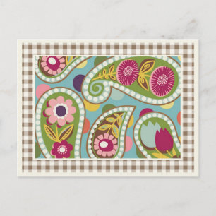 Flatter Paisley - Aqua- Postkarte