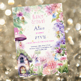 Flattern und wirbeln Fairy Garden Aquarell Geburts Einladung