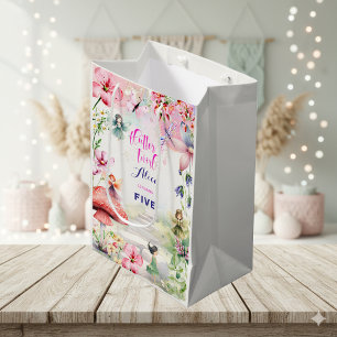 Flattern und wirbeln Fairy Garden Aquarell Geburts Mittlere Geschenktüte
