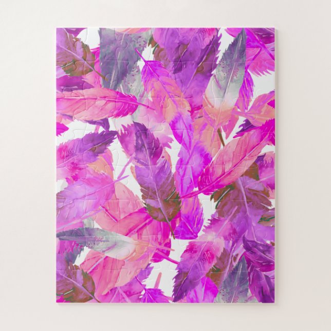Flatternde Flamingos Rosa Federn Puzzle (Vertikal)