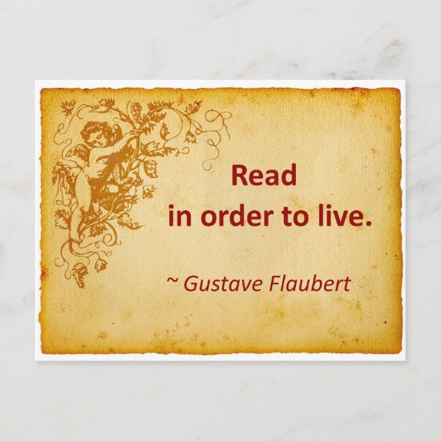 Flaubert Zitat zum Lesen Postkarte (Vorderseite)
