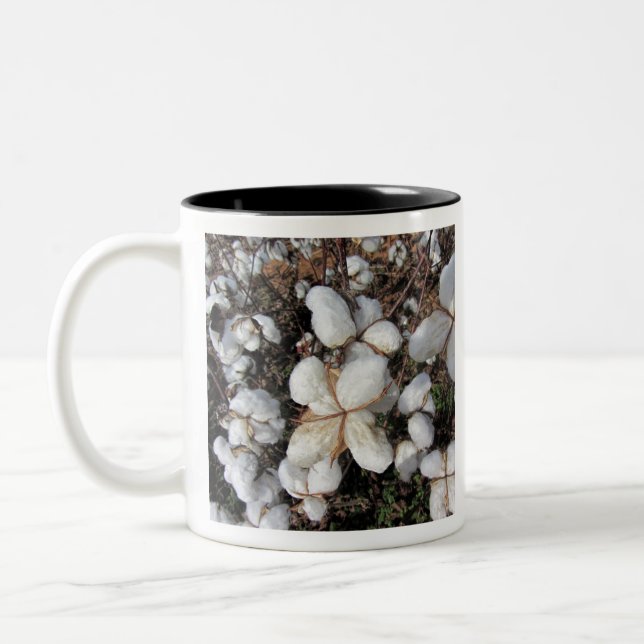 Flaumige weiße Baumwollrunde samenkapseln Zweifarbige Tasse (Links)