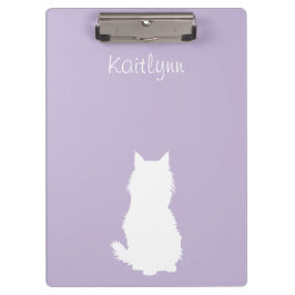 Flaumiger Kitty und Tatzen auf Lila Klemmbrett