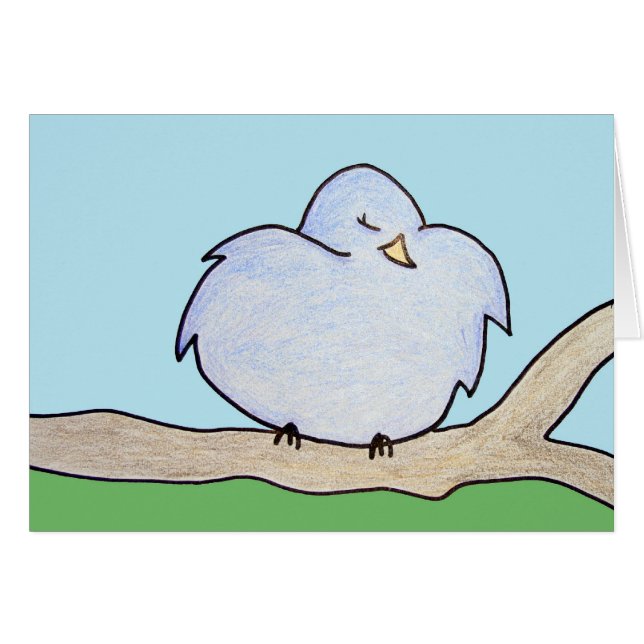 Flaumiger Vogel auf einer Niederlassung (Vorderseite (Horizontal))