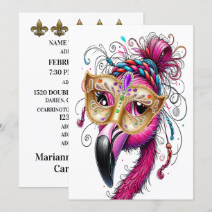 Flaunty Flamingo Mardi Gras Einladung