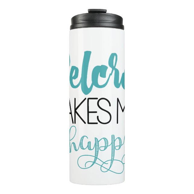 Flausch stellt mich glückliche Trommel her Thermosbecher (Vorderseite)