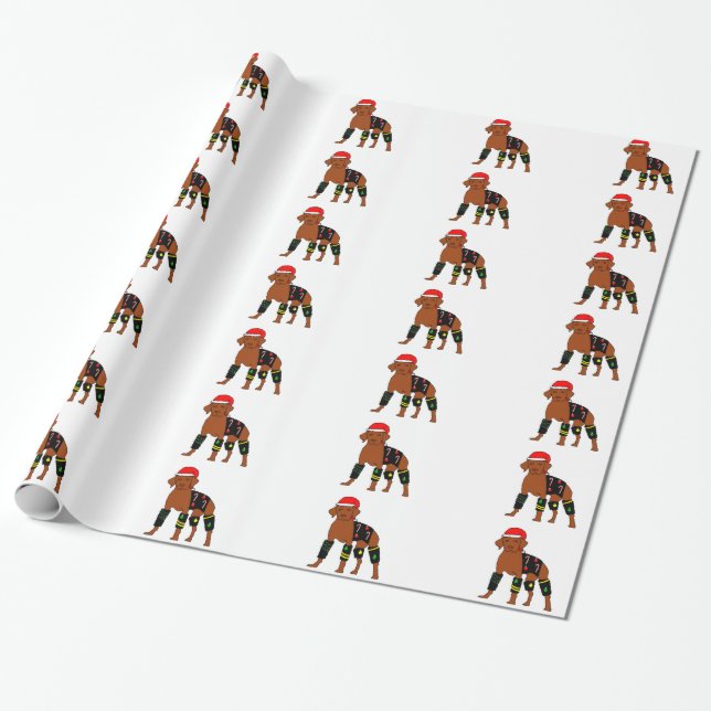 Flausch-Weihnachten Vizsla Geschenkpapier (Ungerollt)