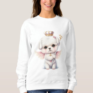 Flauschige Freude: Malteser-Hund mit Engelsflügeln Sweatshirt