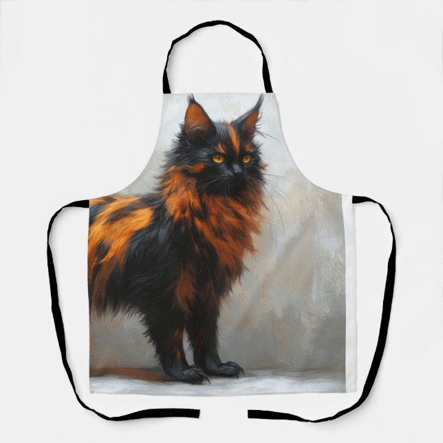 Flauschige Maine Coon-Katze  Schürze (Vorderseite)