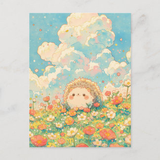 Flauschige Pfirsichwolke Kawaii Igelwiese Postkarte