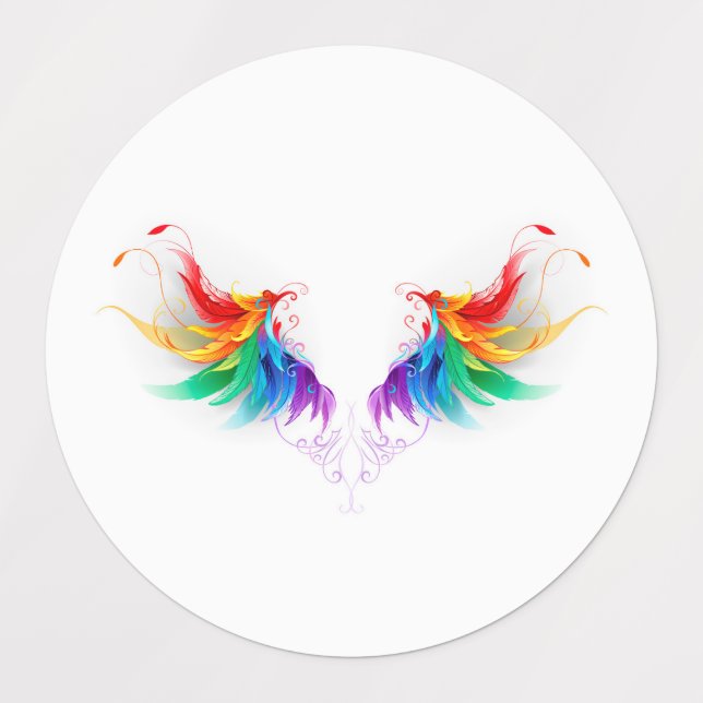 Flauschige Regenbogenflügel Etiketten (Design 1)