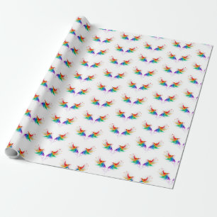 Flauschige Regenbogenflügel Geschenkpapier