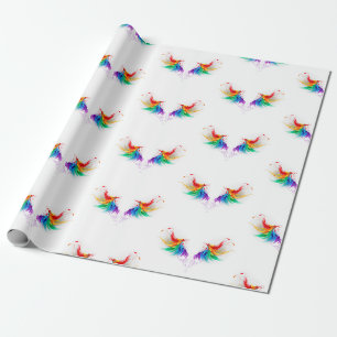 Flauschige Regenbogenflügel Geschenkpapier