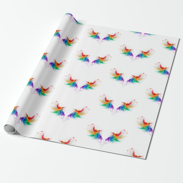 Flauschige Regenbogenflügel Geschenkpapier (Ungerollt)