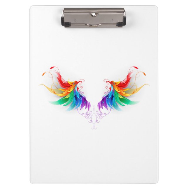 Flauschige Regenbogenflügel Klemmbrett (Vorderseite)