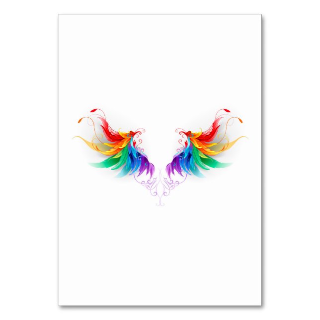 Flauschige Regenbogenflügel Tischnummer (Vorderseite)