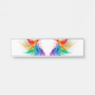 Flauschige Regenbogenflügel Türschild