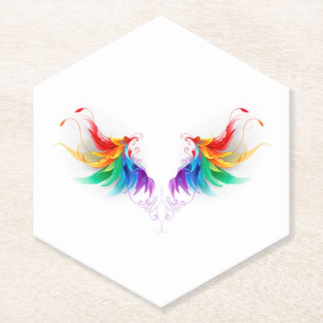 Flauschige Regenbogenflügel Untersetzer (Vorderseite)