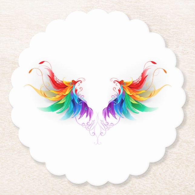 Flauschige Regenbogenflügel Untersetzer (Vorderseite)
