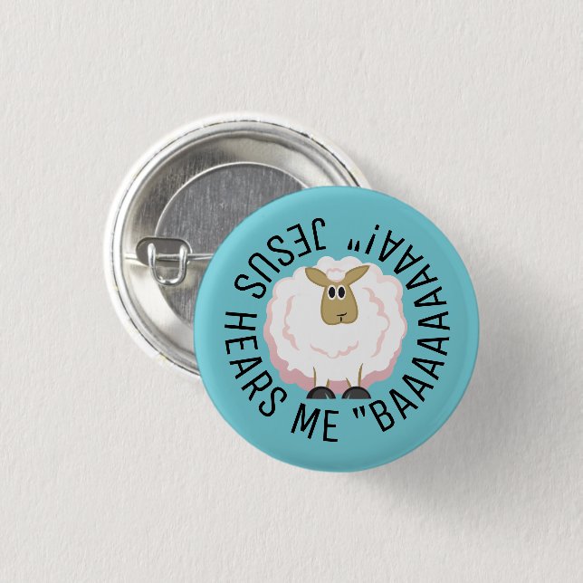 Flauschige weiße Schaf-Cartoon Button (Vorne & Hinten)