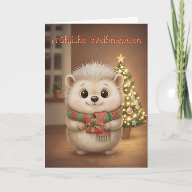 Flauschiger Igel rote Schrift Karte (Vorderseite)