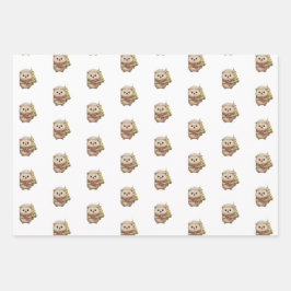 Flauschiger Igel Winterfarben Grün Rot Weiß Geschenkpapier Set