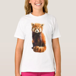 Flauschiger Wasserfarben-Roter-Panda-Kinder T-Shirt