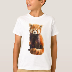 Flauschiger Wasserfarben-Roter-Panda-Kinder T-Shirt