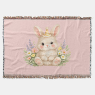 Flauschiges Hasen-Wildblumendesign für einen charm Decke