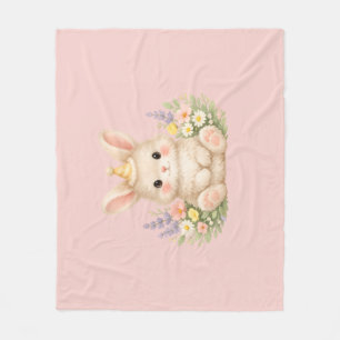 Flauschiges Hasen-Wildblumendesign für einen charm Fleecedecke