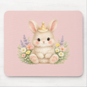 Flauschiges Hasen-Wildblumendesign für einen charm Mousepad